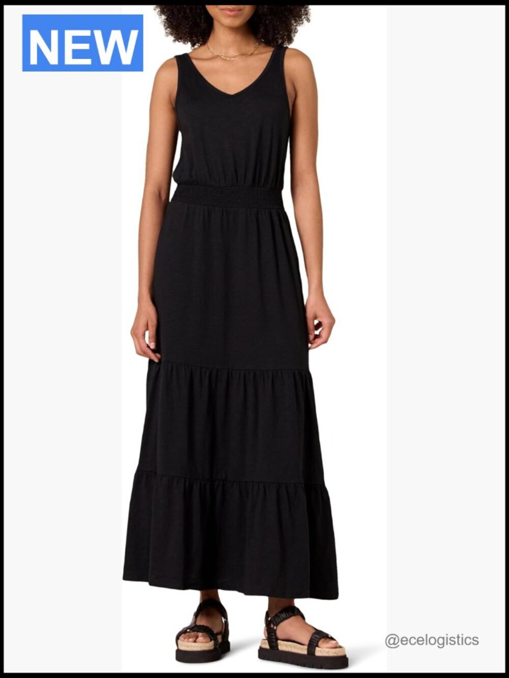 Women's Sleeveless Smocked Elastic Waist Maxi Dress Cotton Summer Plus Size